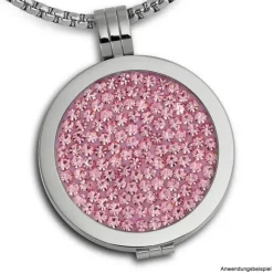 Amello Edelstahl Coin Zirkonia rosa für Coinsfassung Edelstahlschmuck ESC301A
