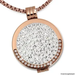 Amello Edelstahl Coin Zirkonia weiß 25mm für Coinsfassung Schmuck ESC350W