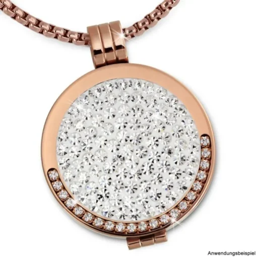 Amello Edelstahl Coin Zirkonia weiß 25mm für Coinsfassung Schmuck ESC350W