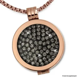 Amello Edelstahl Coin Zirkonia grau 25mm für Coinsfassung Schmuck ESC350K