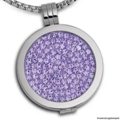 Amello Edelstahl Coin Zirkonia lila für Coinsfassung Edelstahlschmuck ESC301V