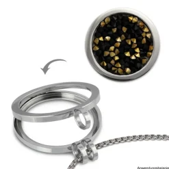 Amello Edelstahl Coin Zirkonia schwarz/gold 25mm Edelstahlschmuck ESC351S
