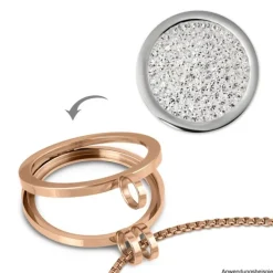 Amello Edelstahl Coin Zirkonia weiß 25mm für Coinsfassung Schmuck ESC350W
