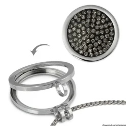Amello Edelstahl Coin Zirkonia grau 25mm für Coinsfassung Schmuck ESC350K