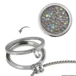 Amello Edelstahl Coin Zirkonia weiß 25mm für Coinfassung Schmuck ESC351W