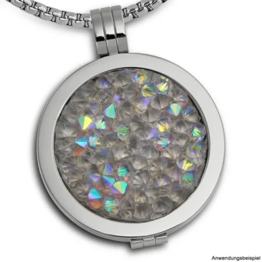 Amello Edelstahl Coin Zirkonia weiß 25mm für Coinfassung Schmuck ESC351W