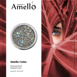 Amello Edelstahl Coin Zirkonia weiß 25mm für Coinfassung Schmuck ESC351W