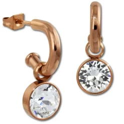 Amello Edelstahl Creole rosegold Zirkonias Zirkonia weiß ESOS51W