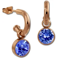 Amello Edelstahl Creole rosegold Zirkonias Zirkonia blau ESOS51B
