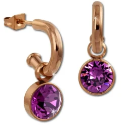 Amello Edelstahl Creole rosegold Zirkonias Zirkonia flieder ESOS51F