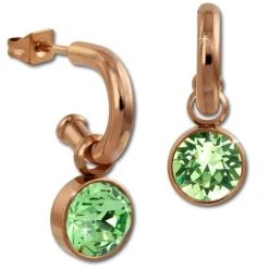 Amello Edelstahl Creole rosegold Zirkonias Zirkonia hellgrün ESOS51L