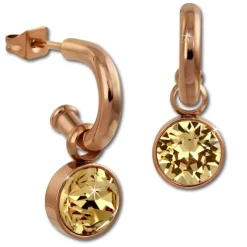 Amello Edelstahl Creole rosegold Zirkonias Zirkonia bernstein ESOS51Y