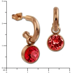 Amello Edelstahl Creole rosegold Zirkonias Zirkonia rot ESOS51R