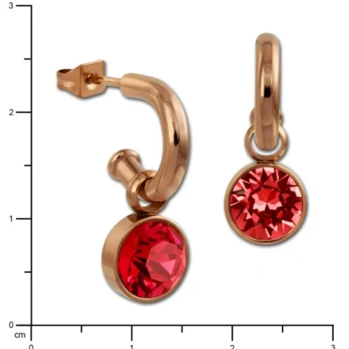 Amello Edelstahl Creole rosegold Zirkonias Zirkonia rot ESOS51R
