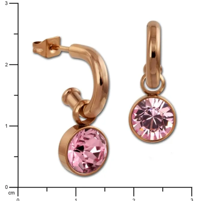 Amello Edelstahl Creole rosegold Zirkonias Zirkonia rosa ESOS51A