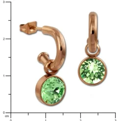 Amello Edelstahl Creole rosegold Zirkonias Zirkonia hellgrün ESOS51L