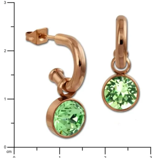 Amello Edelstahl Creole rosegold Zirkonias Zirkonia hellgrün ESOS51L