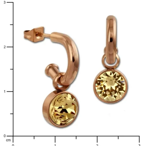 Amello Edelstahl Creole rosegold Zirkonias Zirkonia bernstein ESOS51Y