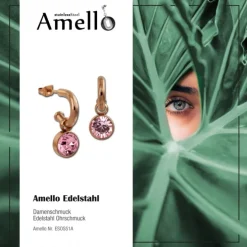 Amello Edelstahl Creole rosegold Zirkonias Zirkonia rosa ESOS51A