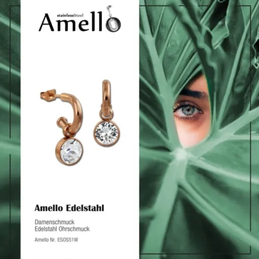 Amello Edelstahl Creole rosegold Zirkonias Zirkonia weiß ESOS51W