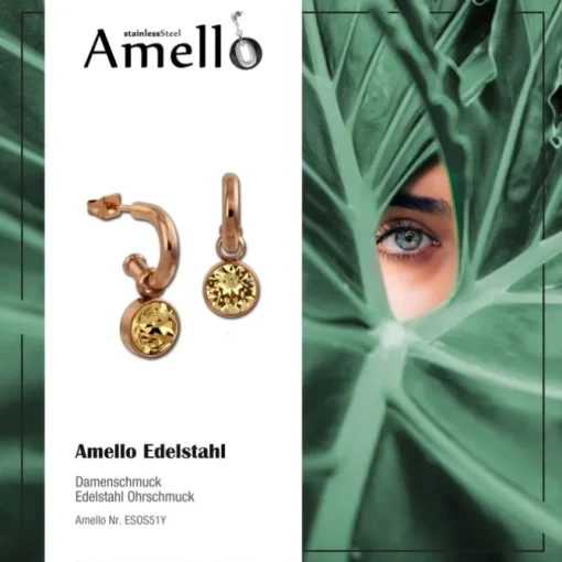Amello Edelstahl Creole rosegold Zirkonias Zirkonia bernstein ESOS51Y