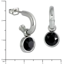 Amello Edelstahl Creole Zirkonias Zirkonia schwarz Ohrring ESOS02S