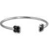 Amello Edelstahl Keramik Armreifen Kleeblatt schwarz Damen Stahlschmuck ESAX25S5