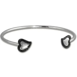 Amello Edelstahl Keramik Armreifen Herz schwarz Damen Stahlschmuck ESAX26S5