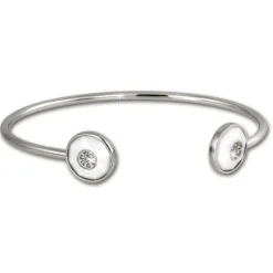 Amello Edelstahl Keramik Armreifen Rund weiß Zirkonia Damen Schmuck ESAX24W5