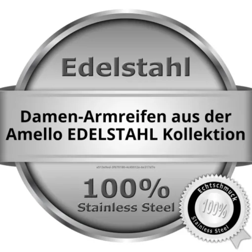 Amello Edelstahl Keramik Armreifen Kleeblatt schwarz Damen Stahlschmuck ESAX25S5