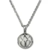 Amello Edelstahl Kette mit Anhänger Kugel Ornament mit Achat weiß ESKY02W