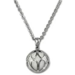 Amello Edelstahl Kette mit Anhänger Kugel Ornament mit Achat weiß ESKY02W