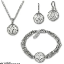 Amello Edelstahl Kette mit Anhänger Kugel Ornament mit Achat weiß ESKY02W