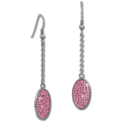 Amello Edelstahl Ohrhänger Oval Zirkonia Kristalle rosa Ohrring ESOS09A