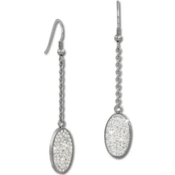 Amello Edelstahl Ohrhänger Oval Zirkonia Kristalle weiß Ohrring ESOS09W