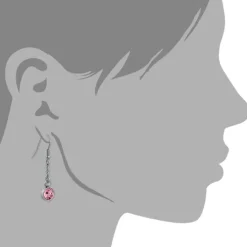 Amello Edelstahl Ohrhänger rund Zirkonias rosa Ohrring ESOS06A