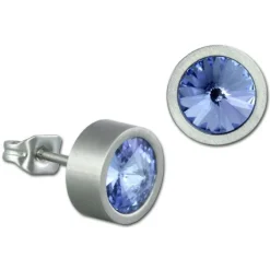 Amello Edelstahl Ohrstecker Zirkonias hellblau Ohrring ESOS03H