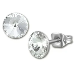 Amello Edelstahl Ohrstecker weiß rund Zirkonia Damen Ohrringe ESOS11W