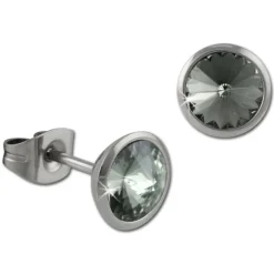 Amello Edelstahl Ohrstecker rund Zirkonias grau Ohrring ESOS07K