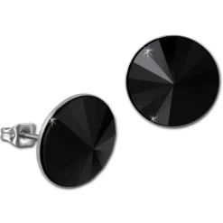 Amello Edelstahl Ohrstecker Kegel Zirkonias schwarz Ohrring ESOS10S