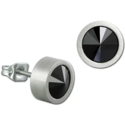 Amello Edelstahl Ohrstecker Zirkonias schwarz Ohrring ESOS03S