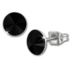 Amello Edelstahl Ohrstecker schwarz rund Zirkonia Damen Ohrringe ESOS11S