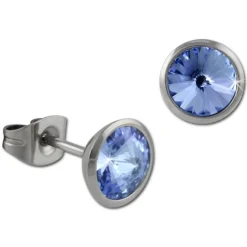 Amello Edelstahl Ohrstecker rund Zirkonias hellblau Ohrring ESOS07H