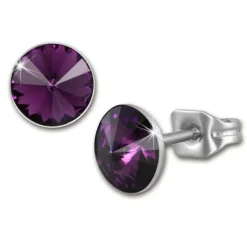 Amello Edelstahl Ohrstecker flieder rund Zirkonia Damen Ohrringe ESOS11F