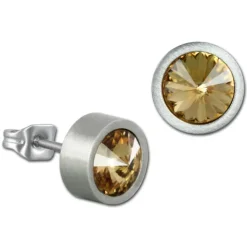 Amello Edelstahl Ohrstecker Zirkonias bernstein Ohrring ESOS03Y