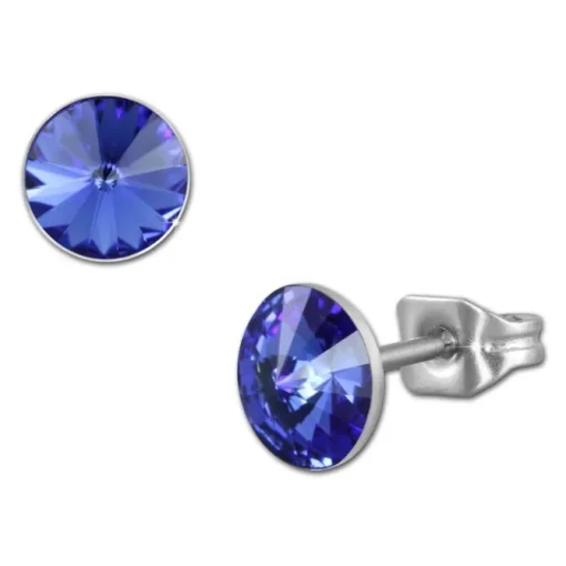 Amello Edelstahl Ohrstecker blau rund Zirkonia Damen Ohrringe ESOS11B