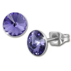 Amello Edelstahl Ohrstecker lila rund Zirkonia Damen Ohrringe ESOS11V