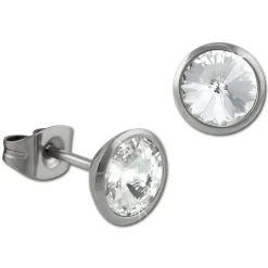 Amello Edelstahl Ohrstecker rund Zirkonias weiß Ohrring ESOS07W