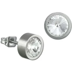 Amello Edelstahl Ohrstecker rund Zirkonias weiß Ohrring ESOS03W