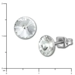 Amello Edelstahl Ohrstecker weiß rund Zirkonia Damen Ohrringe ESOS11W